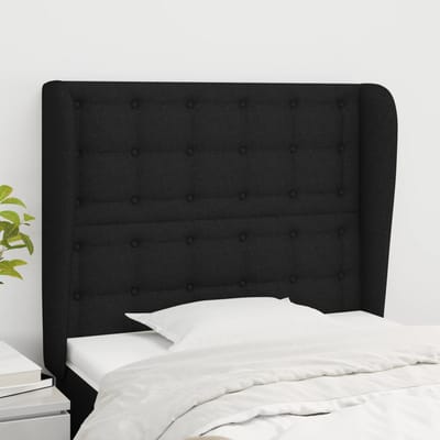 vidaXL - Hoofdbord - met - randen - 103x23x118/128 - cm - stof - zwart