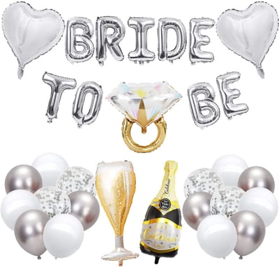 Dailygoods - Bride to Be - Decoratieve ballonnen - Perfect voor vrijgezellenfeest - Zilver - Ballonnen voor bruiloft - Versiering voor feest - Geschik...