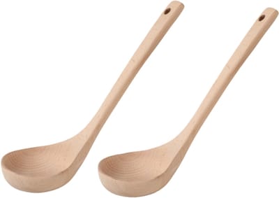 2 stuks - Rechte soeplepel - Soeplepel van beukenhout voor huishoudelijk gebruik - Ongeverfd - Houten soeplepel met lange steel - 25*7,8 cm - Houtkleur