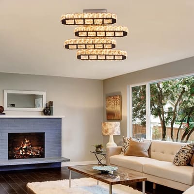 4 Koppen Kroonluchter - Kristallen LED Lamp - Luxe Woonkamerlamp - 3 Kleuren - Moderne lamp - Plafondlamp - Plafoniere - 37 cm
