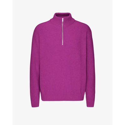 Merino trui 1/4 ritssluiting Colorful Standard Magenta Blaze