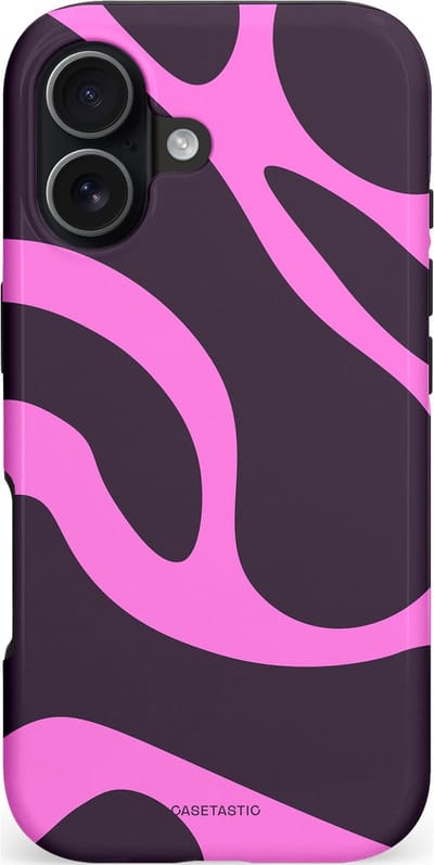 Casetastic hoesje geschikt voor Apple iPhone 17 - MagSafe - Dubbellaagse bescherming - Roze Paarse Lavendel Abstractie - Fashion Case - Donkergrijs Roze