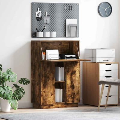 vidaXL - Bureau - Rook - Eiken - 71.5 - x - 31.5 - x - 106.5 - cm - Bewerkt - hout