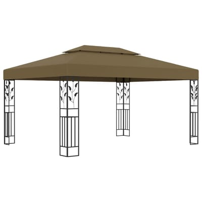 vidaXL - Prieel - met - dubbel - dak - 180 - g/m² - 3x4 - m - taupe