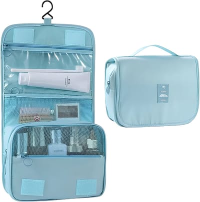 Knaak Toilettas met Haak - Reis Toilettas - Dames & Heren - Beautycase - Waterdicht - Ophangbaar - Travel Organizer - Make up Bag - Blauw