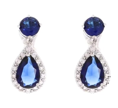 Clip Oorbellen -Inaya -Blauw-zilverkleur- geen gaatje-Charme Bijoux
