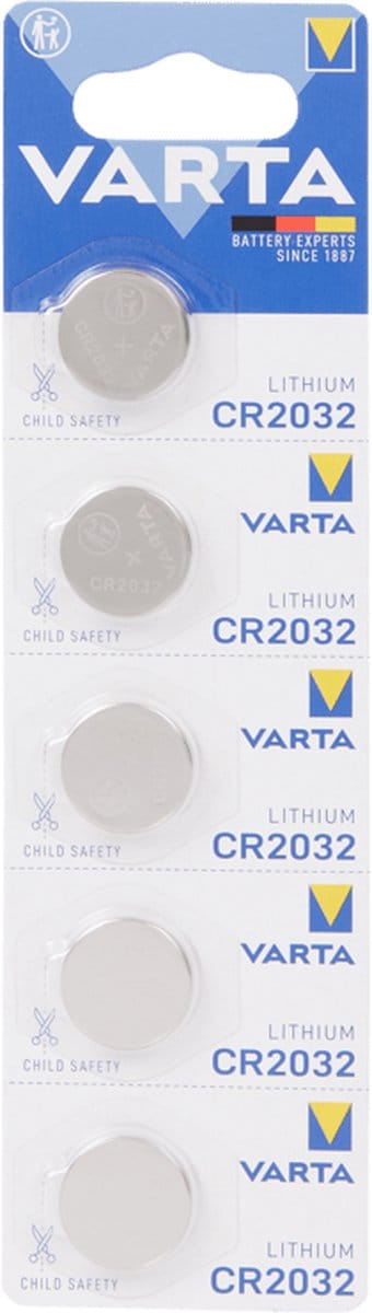 Varta CR2032 knoopcel Batterijen 3V Lithium- 5x Stuks - Voordeel verpakking- Deze batterijen zijn geschikt voor horloges, rekenmachines, afstandsbedieningen, Autosleutels en andere draagbare apparaten