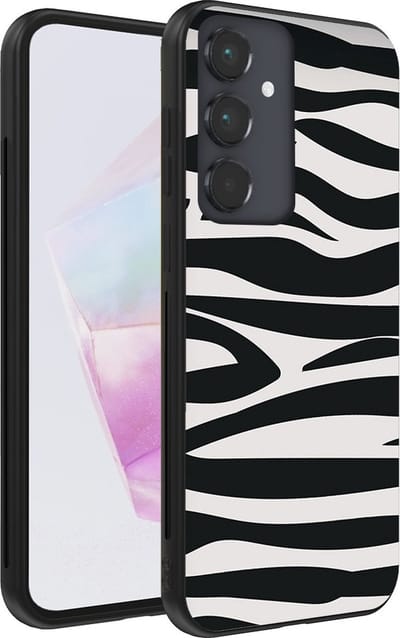 Smartphonica Telefoonhoesje geschikt voor Samsung Galaxy A35 met zebra opdruk - TPU backcover case zebra design - Zwart Wit geschikt voor Samsung Galaxy A35