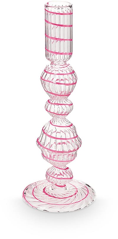 Pip Studio - Kandelaar - Woonaccessoires - Roze kaarsenhouder - Glas Swirl - 22cm