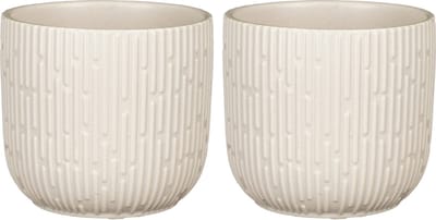 Mica Decorations - Plantenpot/bloempot -2x stuks - keramiek - mat wit - D12.5/H11 cm