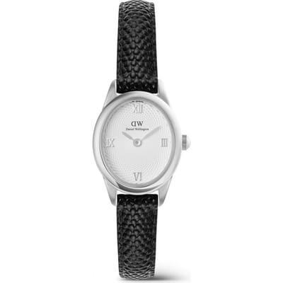 Daniel Wellington DW Watch Ophelia Mini Black Lizard White Guilloché Silver 22x25.5mm