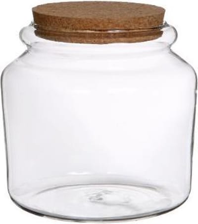 Glazen pot met kurk Ø 15 cm en 14 cm hoog (1 st)
