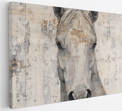 Saammp Canvas Schilderij - Abstract Paard - Portret - Natuur - 30x20 - Foto op canvas - Wanddecoratie - muurdecoratie Woonkamer - Slaapkamer decoratie - Canvas Print