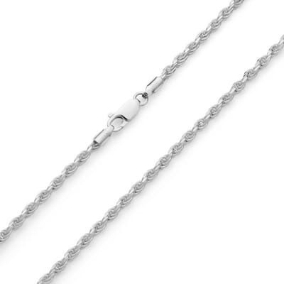 JUXE24-Koord ketting-rope chain-massief 925 zilver-3 mm breed-55 cm lang-14,5 gram-geslepen