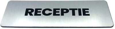 Deurbordje met Tekst receptie - Formaat 150 mm x 50 mm x 1,6 mm - Incl. plakstrip | Geborstelde RVS-look toplaag | Gratis Verzending | Decoporta