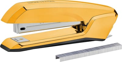 3-in-1 Nietmachine met Geïntegreerde Verwijderaar en Opslag voor 20 Vel, Goud Chroom