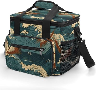 Geïsoleerde Koeltas - Picknicktas Thermos - Buitenactiviteiten Opslag - Lekvrije Voering - 22.5 Liter - Japan Wave Print