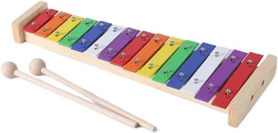 Klokkenspel Percussie - Aluminium Piano - Muziek Leren - 15 Kleurrijke Tonen - 26 x 11 x 3 cm - Regenboog