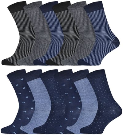 Nette herensokken | Diverse motieven | Merk: Gianvaglia | Kleur: Grijs Blauw | Maat: 39-42/ 43-46 | 12 paar