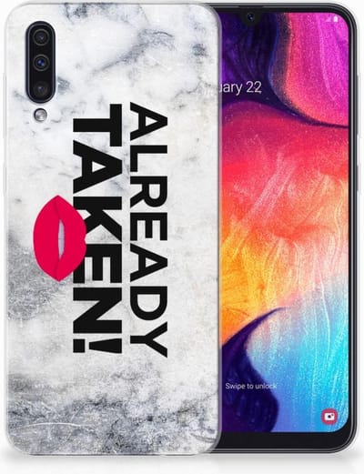 Back Cover voor Samsung Galaxy A50 Siliconen hoesje met naam Already Taken White