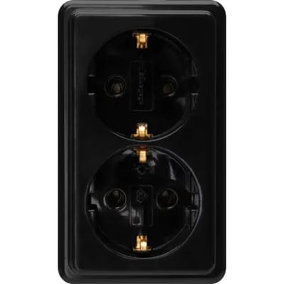 Sencys Stopcontact Tuleda Geaard 2-voudig Zwart