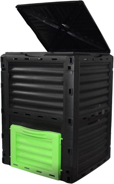 Compostbak Tuin - Grote Composter - Vruchtbare Grond - Gemaakt van Gerecycled Plastic - 300 Liter - Zwart