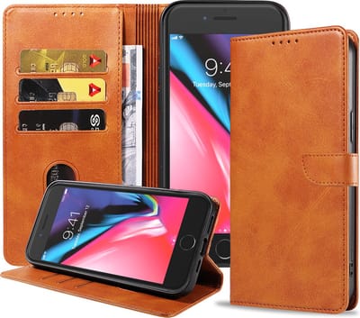 Geschikt voor iPhone 7/8 Telefoonhoesje Kunstleer met Magnetisch lipje en Pasjeshouder Book Case met Klepje - Bruin - Smartphonica geschikt voor Apple iPhone 7;Apple iPhone 8