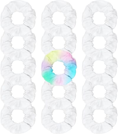15 Stuks Satijnen Haar Scrunchies - Witte DIY Haaraccessoires voor Dames, Comfortabele Elastische Haarbanden voor Dunne en Dikke Krullen