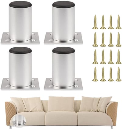 Dailygoods- Meubelpoten Verstelbaar 6 cm - Meubelpoten Set van 4 - Meubelpoten Aluminiumlegering - Antislip Rubberen Pads - Waterdicht en Roestvrij - Kastpoten