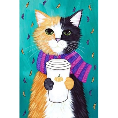 Cross Stitch Kit DIY diamant borduurwerk koffie kat Diamond schilderij mozaïek Home Decor 20X30CM beige