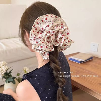 Haarelastiek - Haaraccessoire - Scrunchie voor dames - Ins haarbloem - Extra groot haarelastiek voor knot - Hoogwaardig haaraccessoire - 20 cm-vorm-29