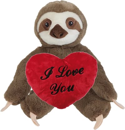 Keel Toys Valentijn - Knuffel Luiaard - 23 cm - met rood Love you hartje - 10 cm