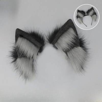 Oplaadbaar Pluche Kattenoren Haaraccessoire Cosplay Tentoonstelling Beweegbaar Realistisch Vossenoor Afneembaar Elektrisch Hoofdband Dierenoortjes One Size black