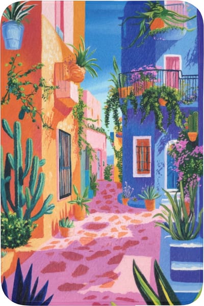 Badmat 60x90 cm - Antislip - Geel - Blauw - Oranje - Huis - Badmatten voor badkamer - Badkamermat - Douchemat - Badkamer mat