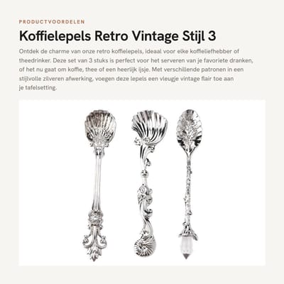Dailygoods- Koffielepels 3 Stuks - Retro/Vintage Stijl - Zinklegering - Vaatwasmachinebestendig - IJslepels - Eenvoudig schoon te maken - Theelepels