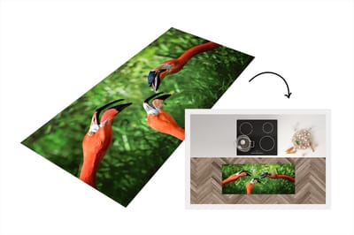 Keukenloper - Loper keuken - Flamingo - Bos - Roze - 120x50 cm - Keukenloper vinyl