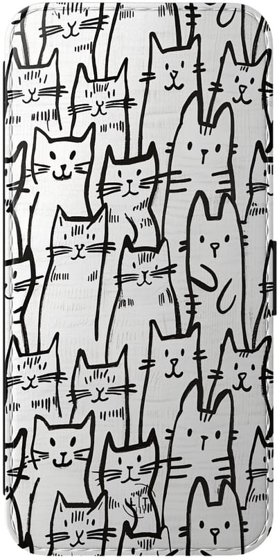Leuke Telefoonhoesjes - Hoesje geschikt voor Samsung Galaxy A56 bookcase leer - Katten - Katten - Wallet Case met pasjeshouder - Marmer - Zwart, Wit