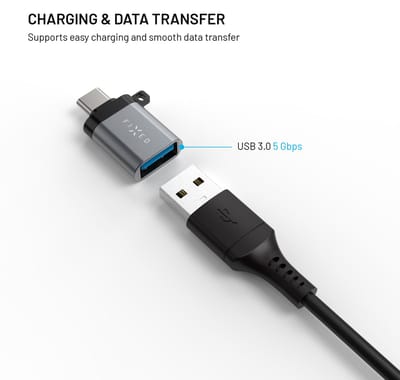 FIXED Link USB-C naar USB-A 3.0 Adapter – OTG Converter – Aluminium – 5 Gbps Snelle Dataoverdracht – Geschikt voor MacBook, Laptop, Tablet & Smartphone