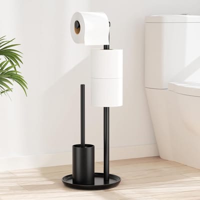RWB® Toiletbutler - Toiletrolhouder - Multifunctionele Toiletbutlet - Zwart - 66cm x21cm x3cm