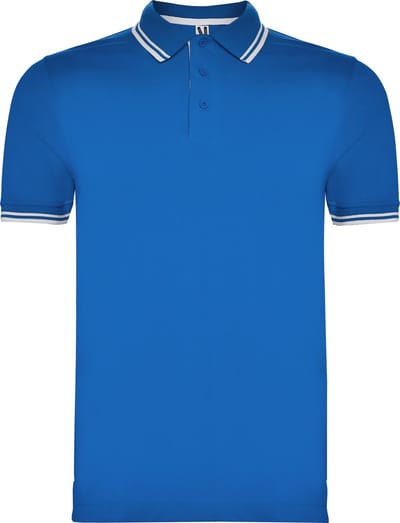 Heren polo 'Montreal' merk Roly maat S Kobaltblauw/Wit