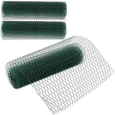 Zeshoekige gaasdraad voor tuinbescherming, gevogelte en doe-het-zelfprojecten, 5 m x 40 cm, groen, 3 stuks, duurzaam en veelzijdig gebruik