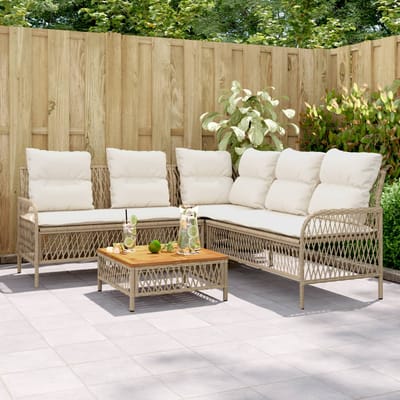 vidaXL - 2-delige - Loungeset - met - kussens - poly - rattan - beige