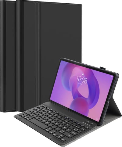Just in Case tablet Hoes met Toetsenbord geschikt voor Lenovo Idea Tab Plus - AZERTY Bluetooth Keyboard Case - Zwart