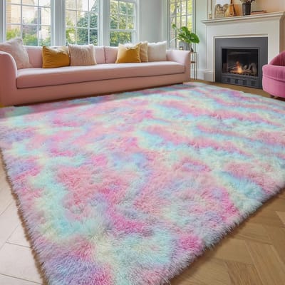Regenboog tapijt 270 x 360 cm - Pastel, kleurrijk en zacht voor speelkamer of woonkamer