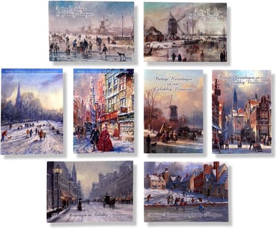 100 Luxe Kerst- en Nieuwjaarskaarten Met Pen - 9,5x14cm - 10 x 10 dubbele kaarten met enveloppen - serie Traditioneel