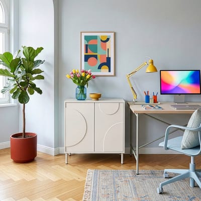 Sideboard Holea dressoir 75x70x34 cm beige [en.casa]