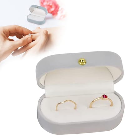 SnelShoppen - Luxe Velvet Ring Box - 70x35x32 mm - Sieradendoos voor Ringen & Oorbellen - Grijze Huwelijksaanzoek & Verloving - Elegant en Praktisch