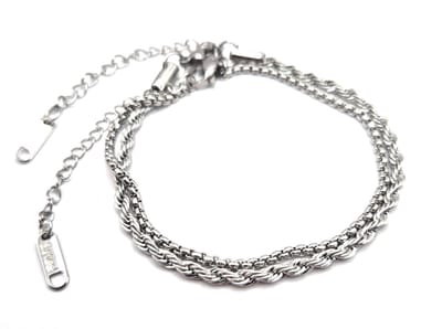 Dames Armbanden set Staal- Zilveren Armbanden- 2 stuks armbanden- Stainless Steel RVS armband- Trendy Armband Vrouw- Schakelarmband- Moederdag