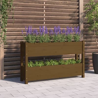 vidaXL - Plantenbak - 112x25x66 - cm - massief - grenenhout - honingbruin