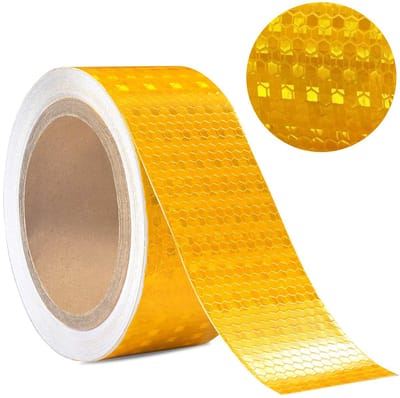 Famanu – Reflecterende tape geel 10 m x 5 cm, waterdicht, weerbestendig, waarschuwing reflectieband, voertuigen, trailers, markering